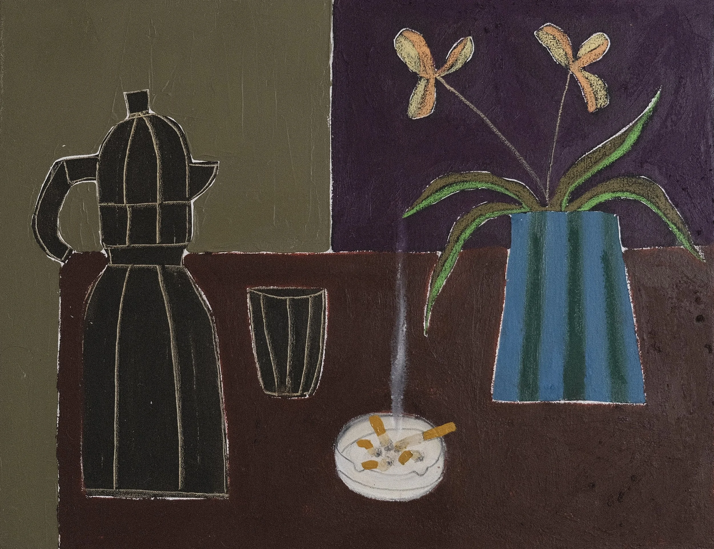 Iris and Camels: Oil on Cotton, 40x30cm