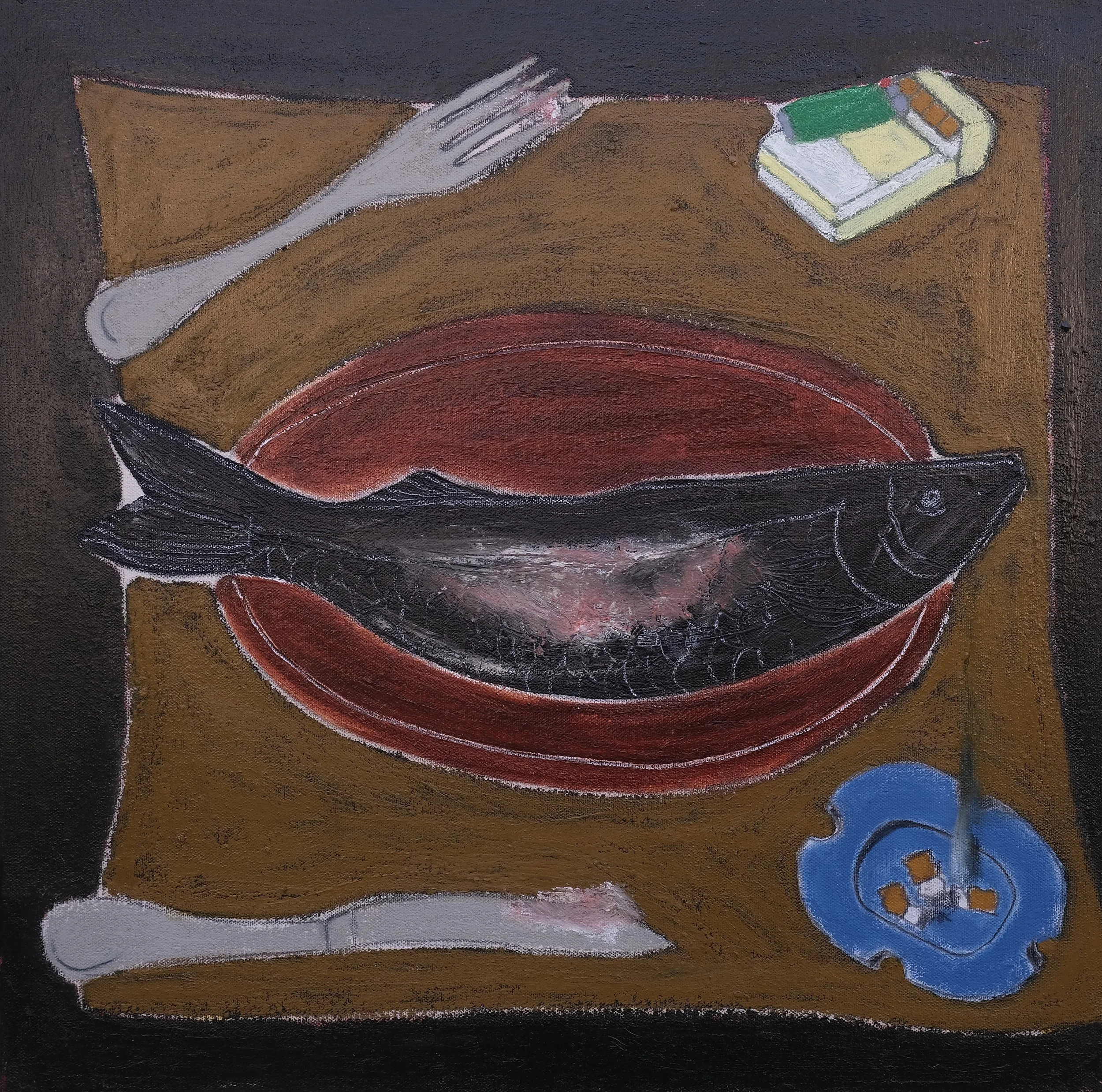 GUTTED: Oil on cotton, 50x50cm