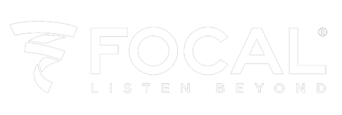Logo Focal avec le slogan "Listen Beyond" en dessous