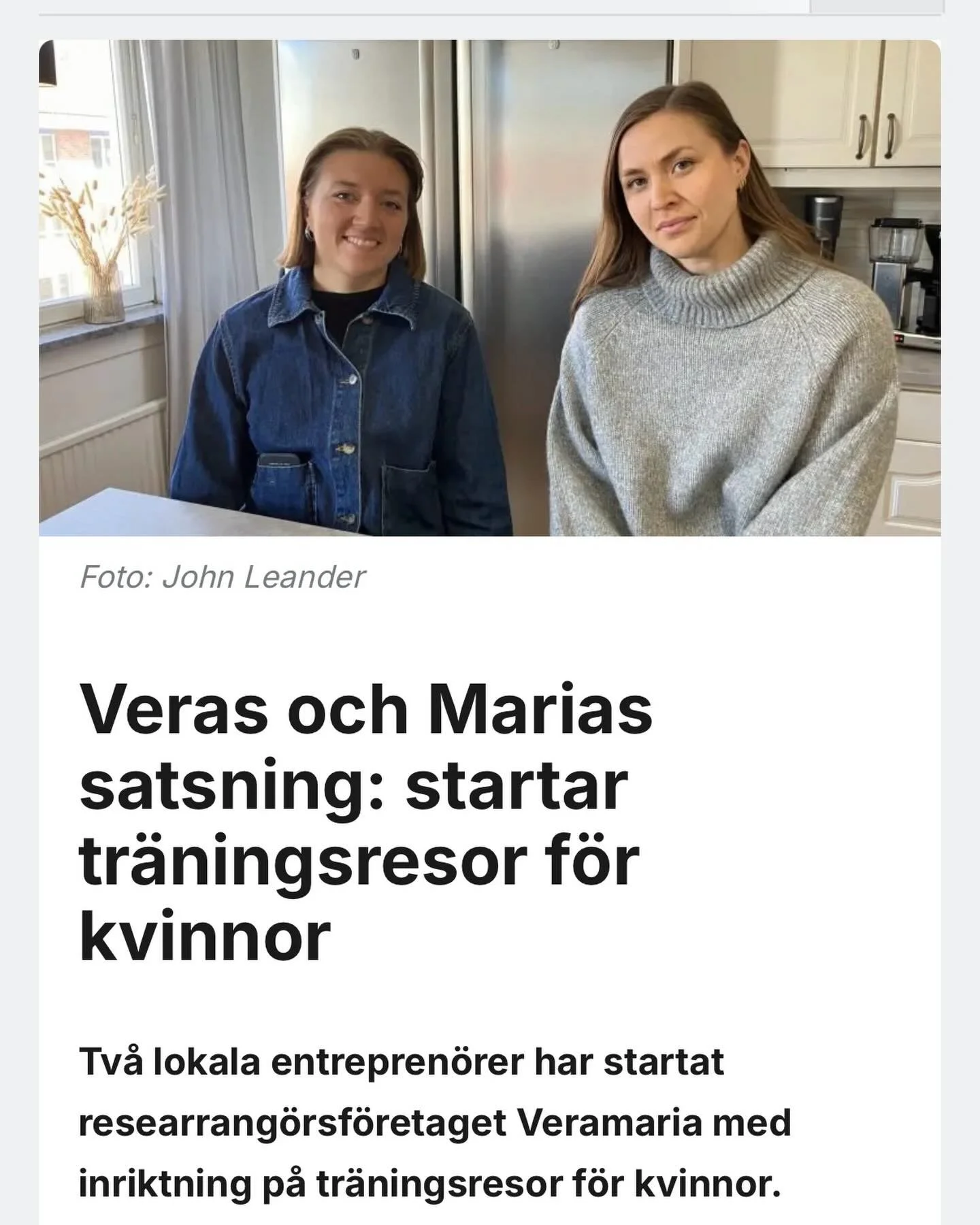 H&auml;r bjussar vi p&aring; sk&ouml;nlitter&auml;r l&auml;sning 😉 
Dalarnas lokaltidning Siljan News har publicerat en artikel om oss, l&auml;nk till hela artikel: 

https://www.siljannews.se/ludvika/veras-och-marias-satsning-startar-traningsresor-