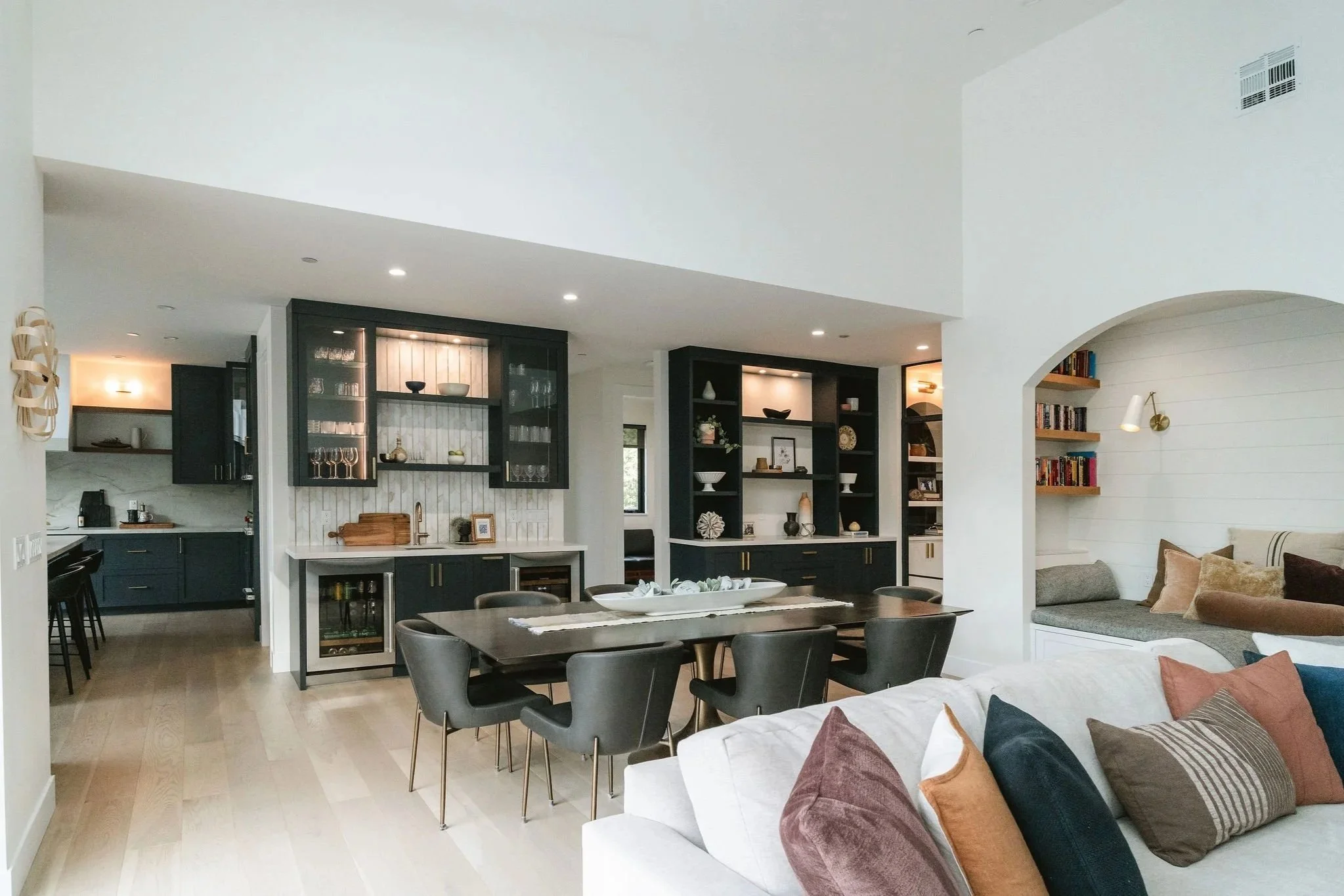 Remodeled Home Living Space by Donna Chivers Design. Built in reading nook. Architectural designer SF Bay Area, San Diego.