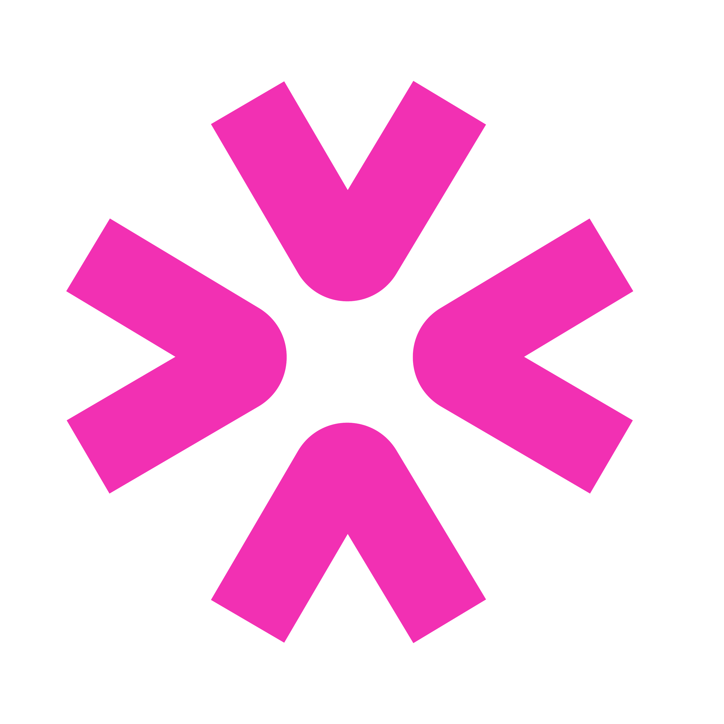 Pink asterisk symbol with four symmetrical arms on a clear background.