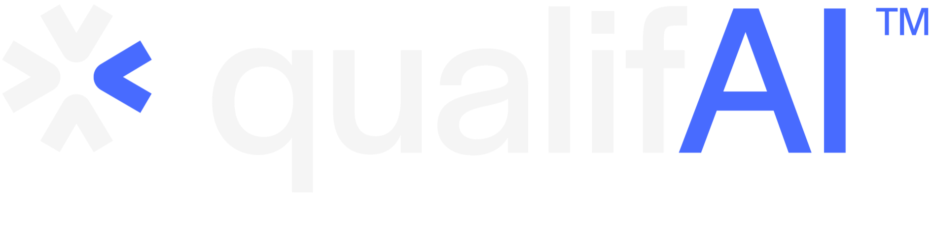 Logo for QualifAI with a blue and gray asterisk symbol and the company name in white and blue text.