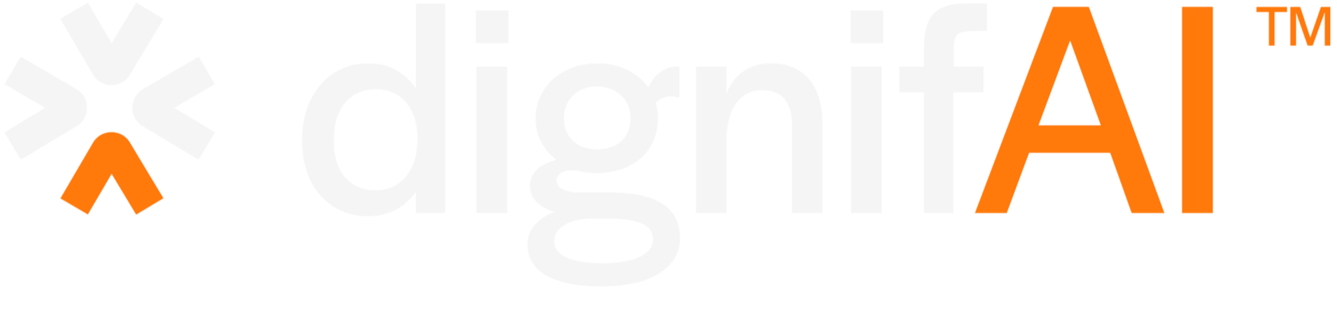The logo of dignifAI features the word dignif in white and "AI" in orange, with a stylised icon resembling a snowflake or asterisk in white and orange to the left.