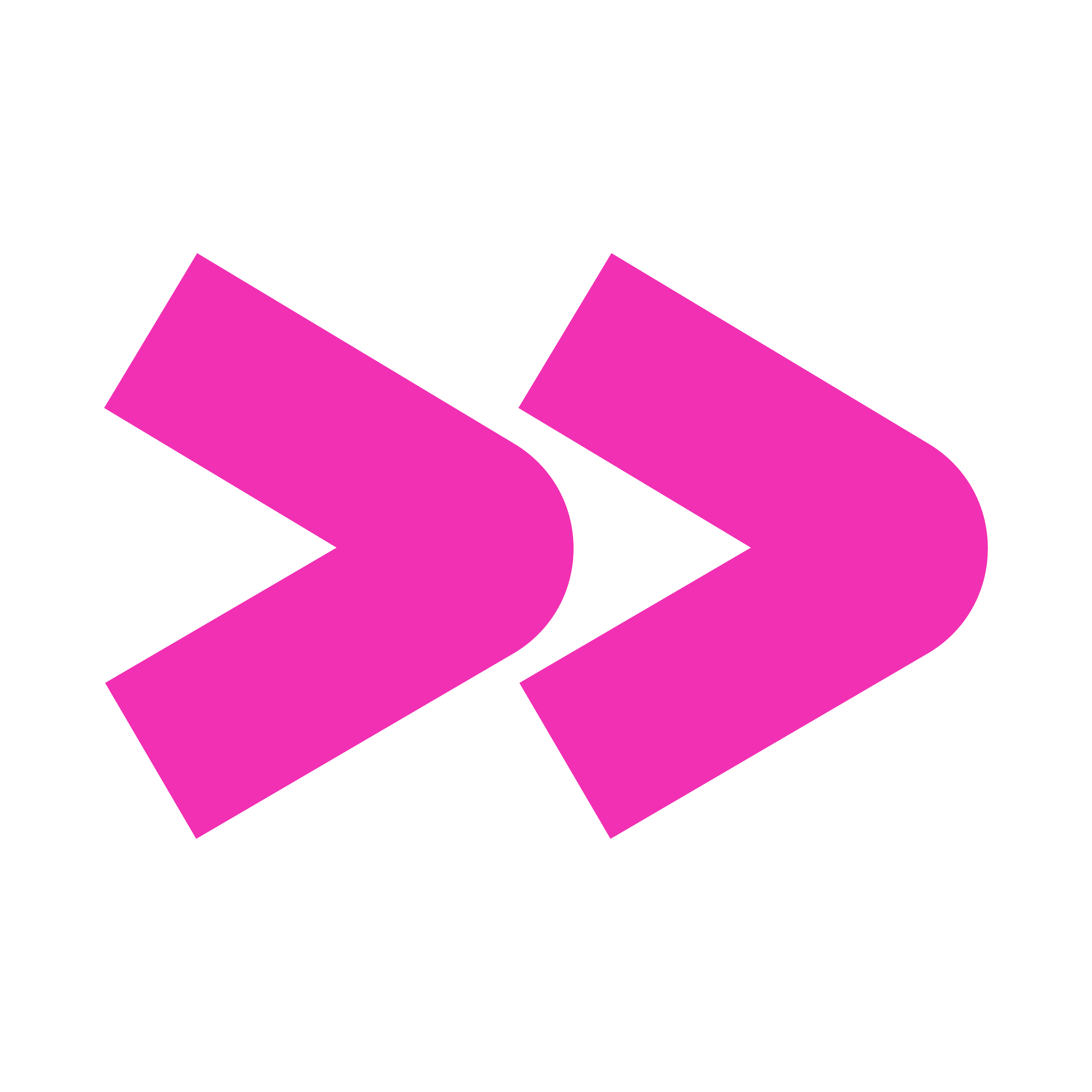 Pink fast-forward symbols on black background.