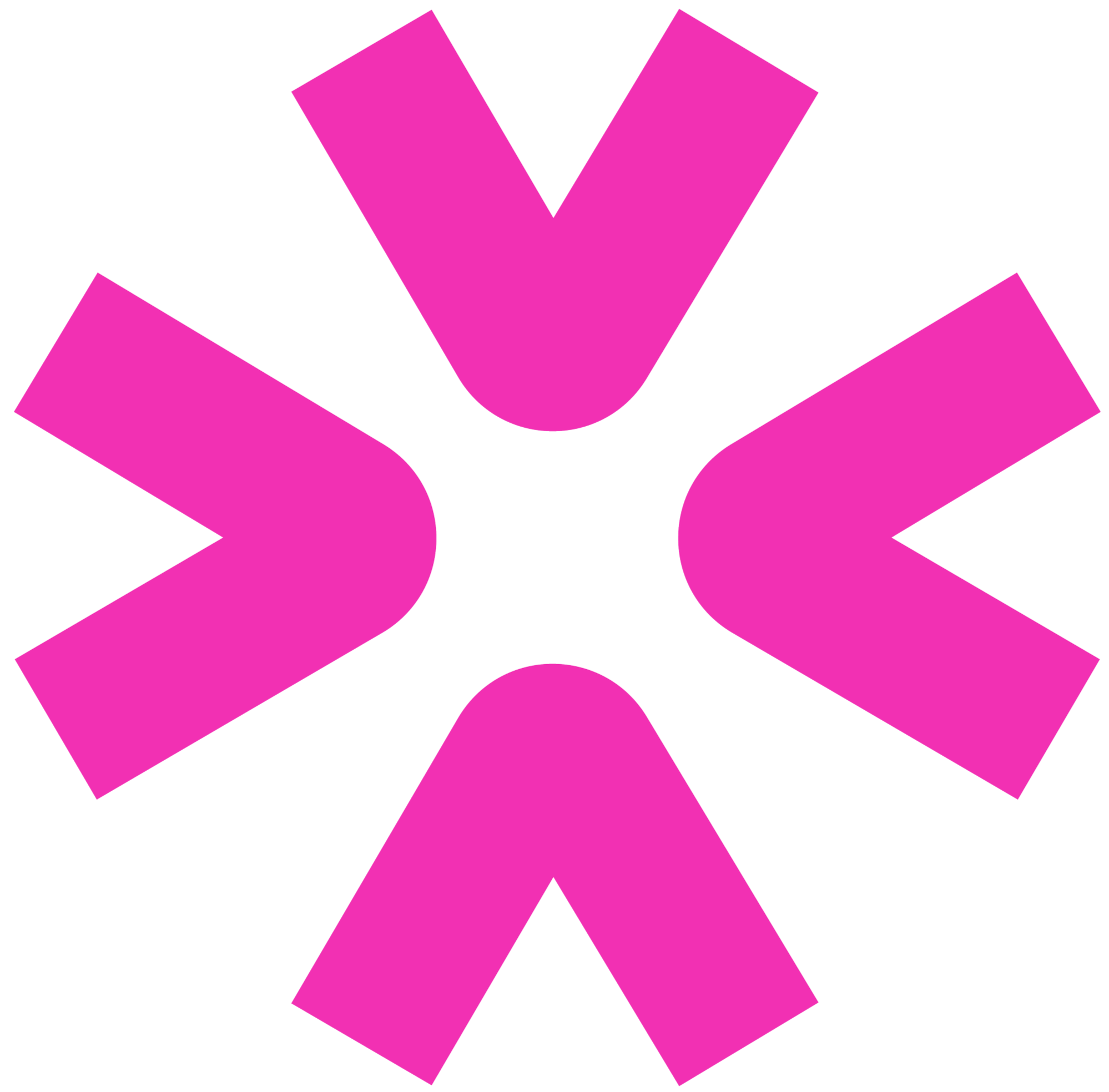 Four large pink angled triangles arranged in a circle to form an asterisk shape on a clear background.