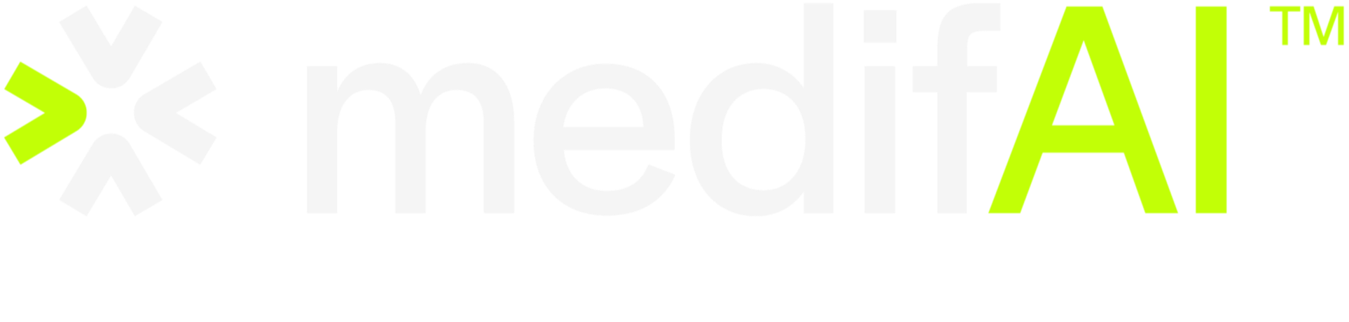 Logo of medifAI with a green and white asterisk symbol to the left and the words 'medif' in white and 'AI' in lime green.