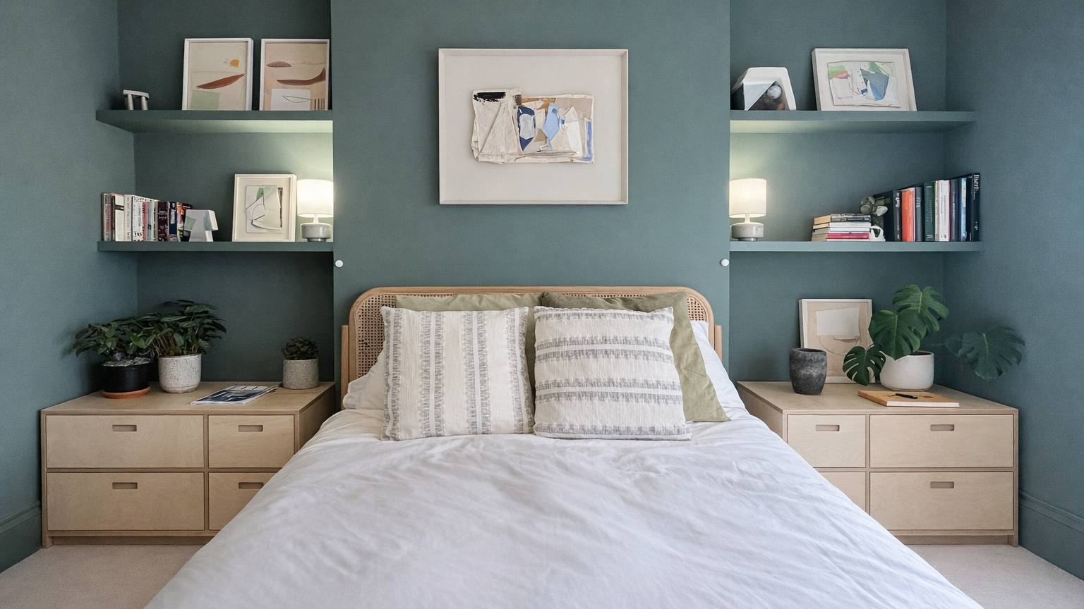 Freestanding cabinets made to fit snugly into alcoves