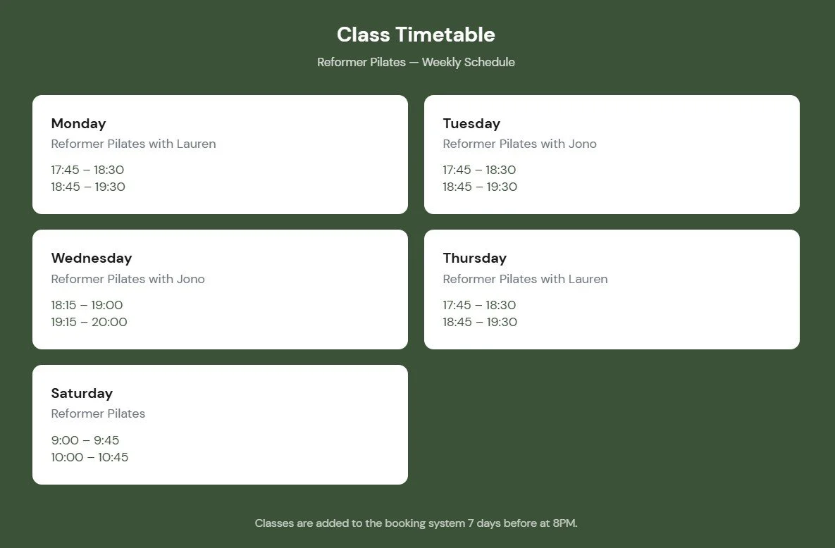 Bookings Are Now Open at S11 Reformer Pilates 🎉