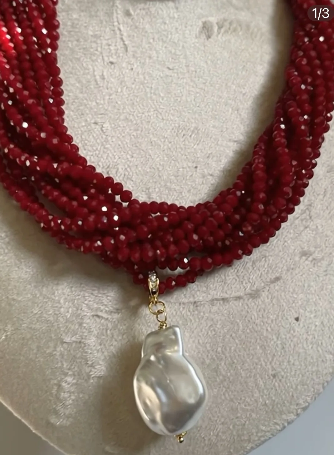 ABÈRA Crimson Pearl Drop Necklace| عقد اللؤلؤة الحمراء المتدلية