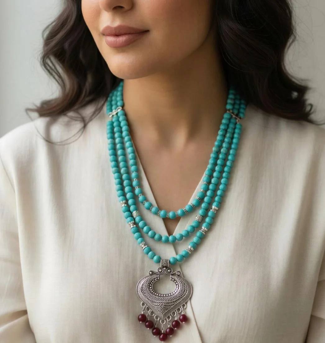 ABÈRA Turquoise Heritage Necklace |عقد  فيروزي التراث