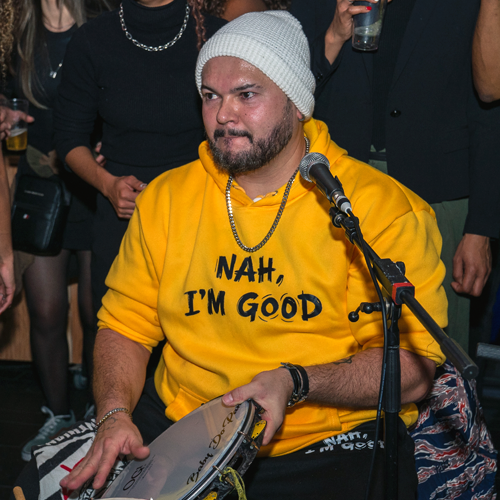 Pandeiro Player Baby Do Pan for Samba Roots Amsterdam