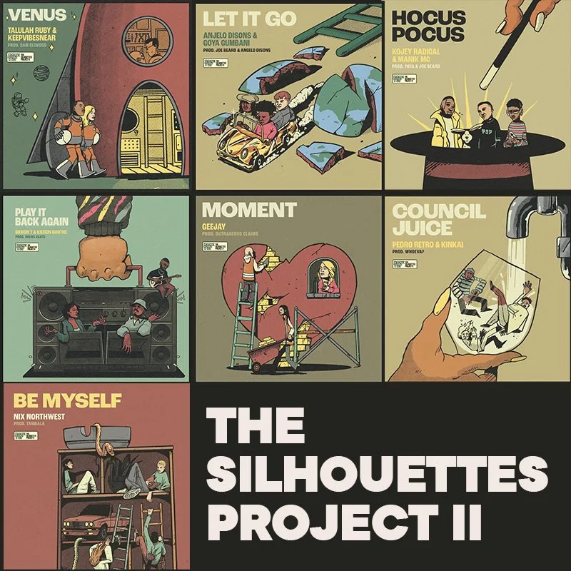 A collage of all the TSP single covers I animated (7 in total).