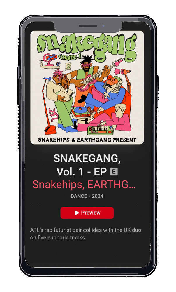 A mobile phone recording the Apple Album Motion for SNAKEGANG.