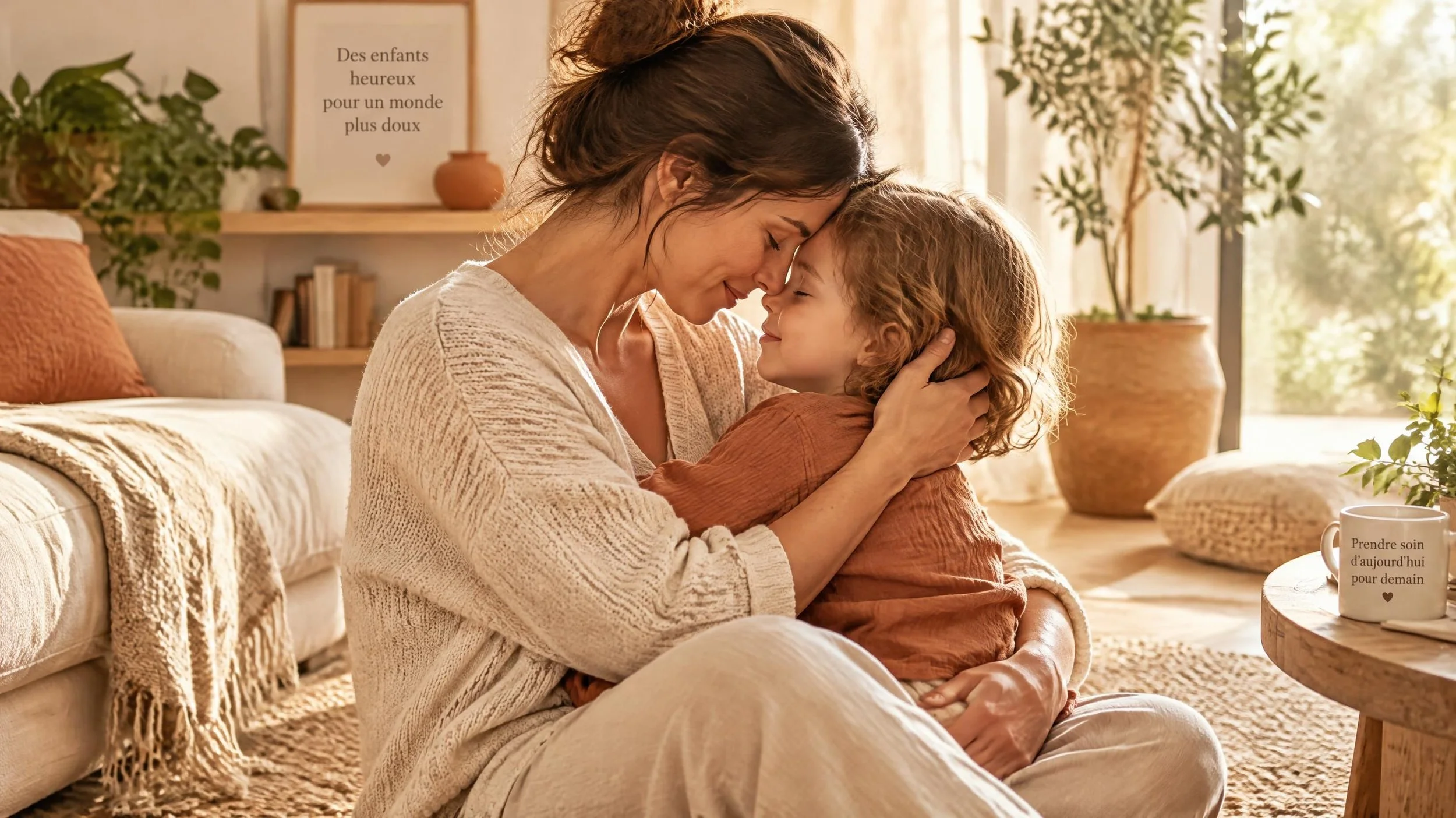 Maman sereine et bienveillante avec son enfant - Coaching parental Presentia