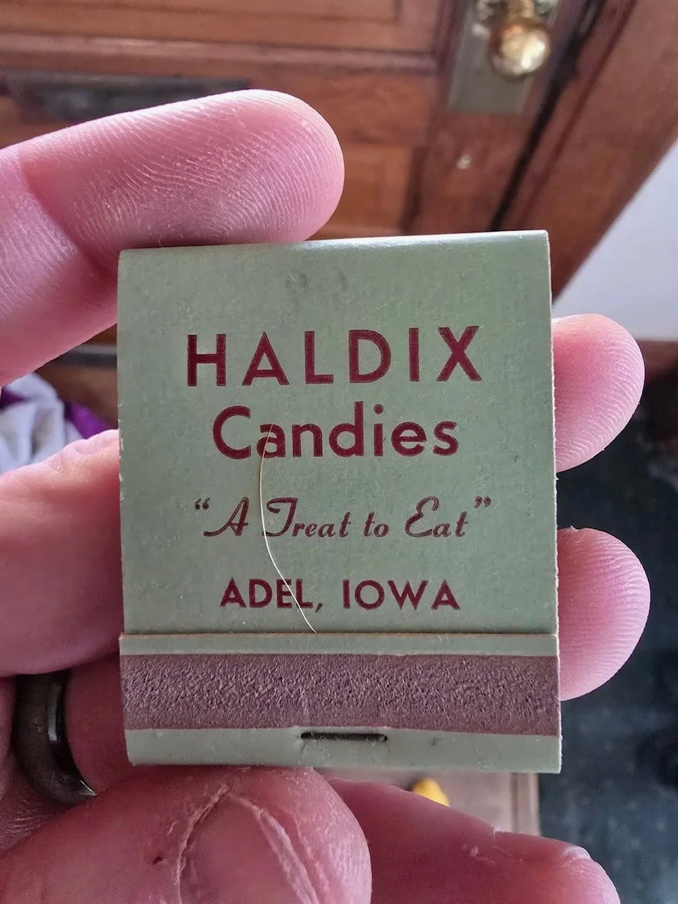 Matches from Haldix Candies with slogan "A Treat to Eat"
