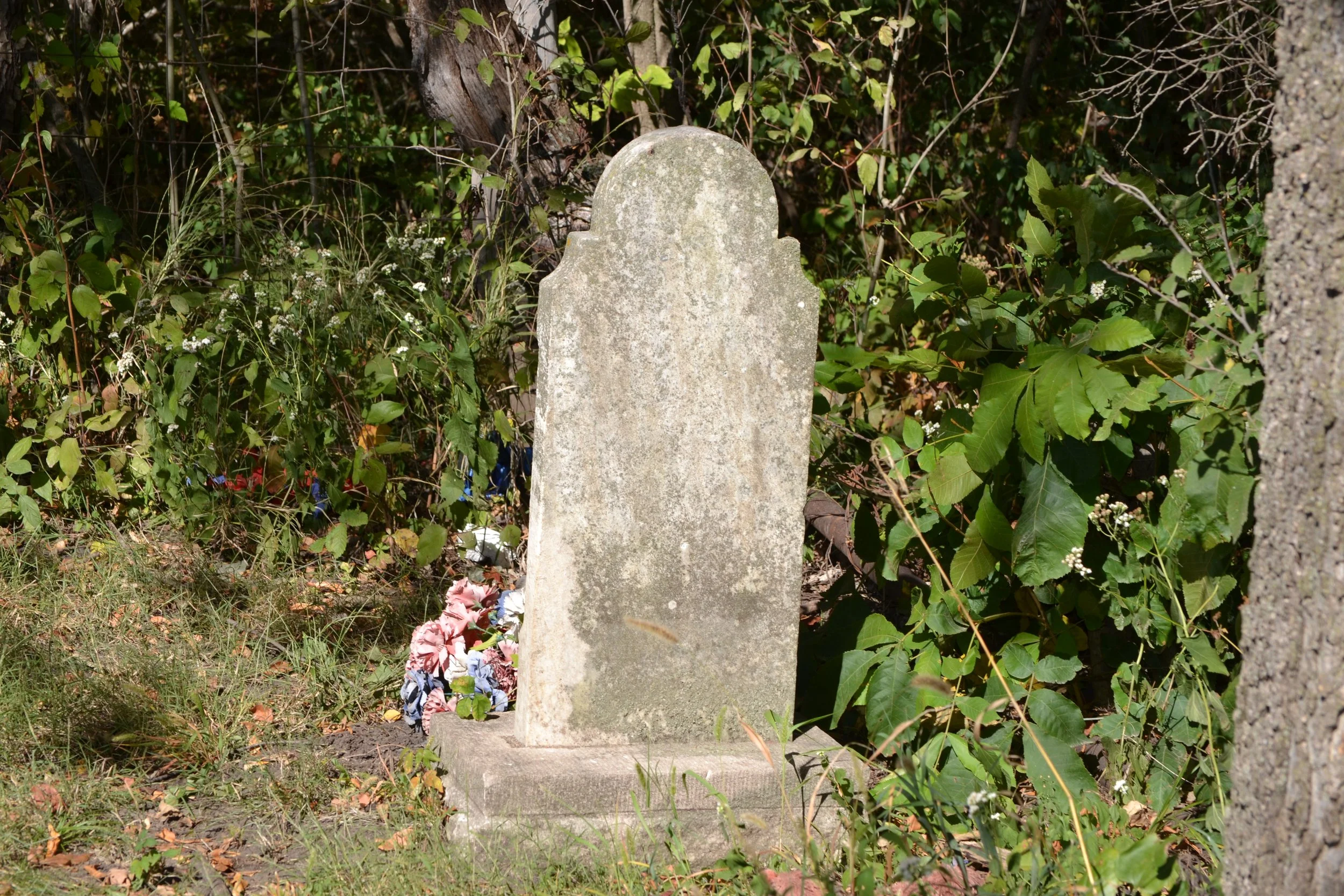 Gravestone of one of the robbers named Wilkens in Potter's corner. Very worn down and not a fancy gravestone.