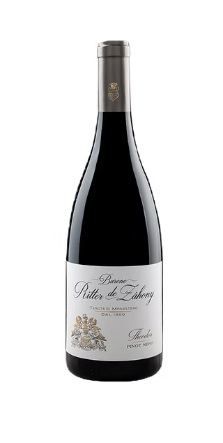 Bottiglia di vino rosso Barone Ritter de Zubony Pinot Nero.