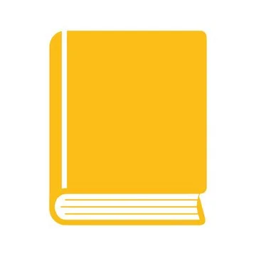 Yellow closed book with white spine and pages.