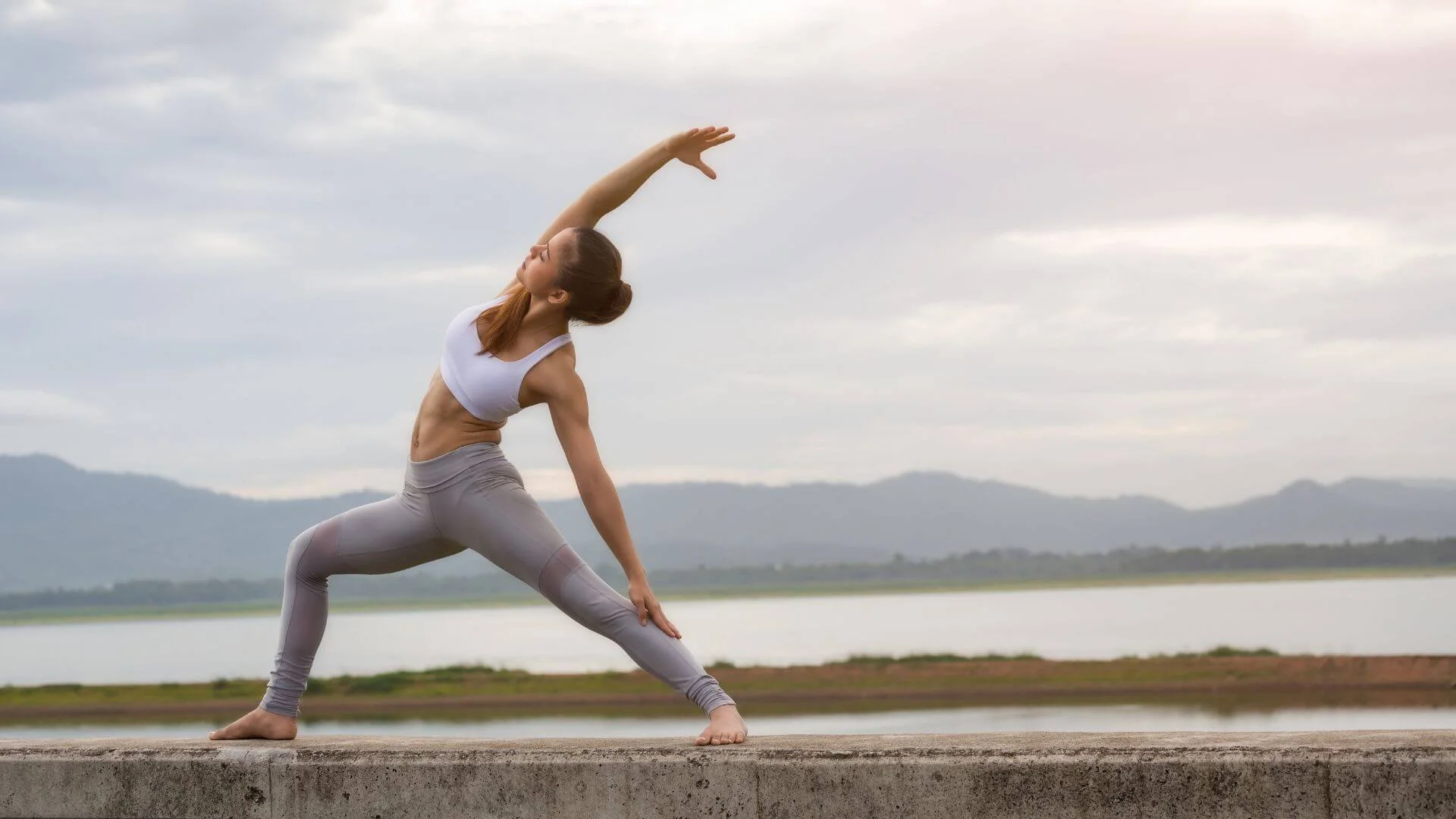 woman doing exercise outside
