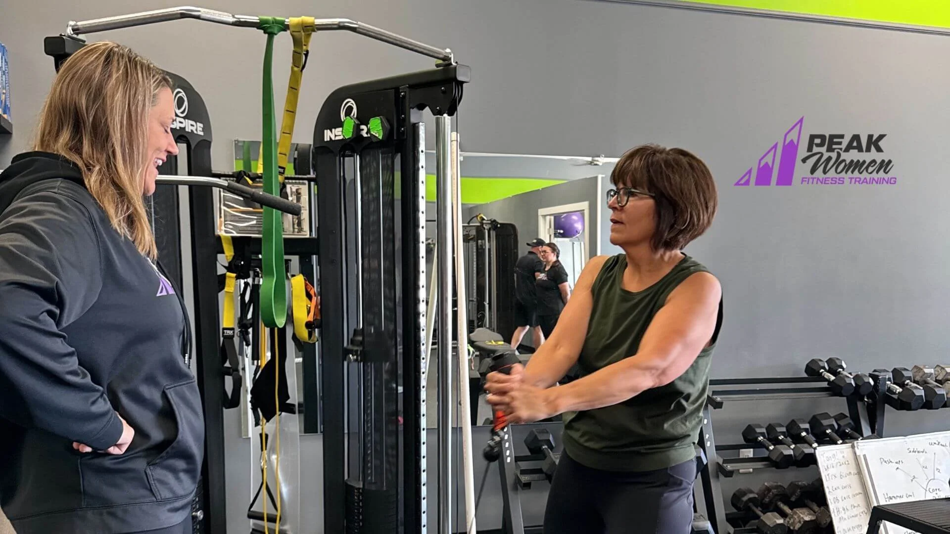 client training with a female personal trainer at peak women
