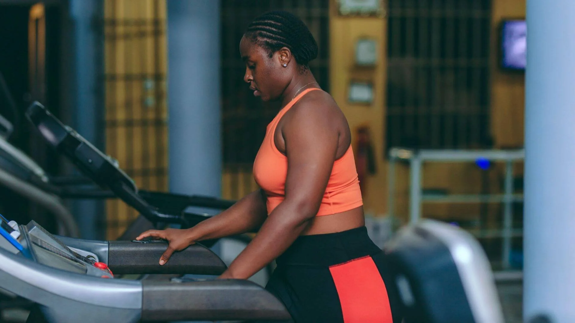 woman on the treadmill exercising