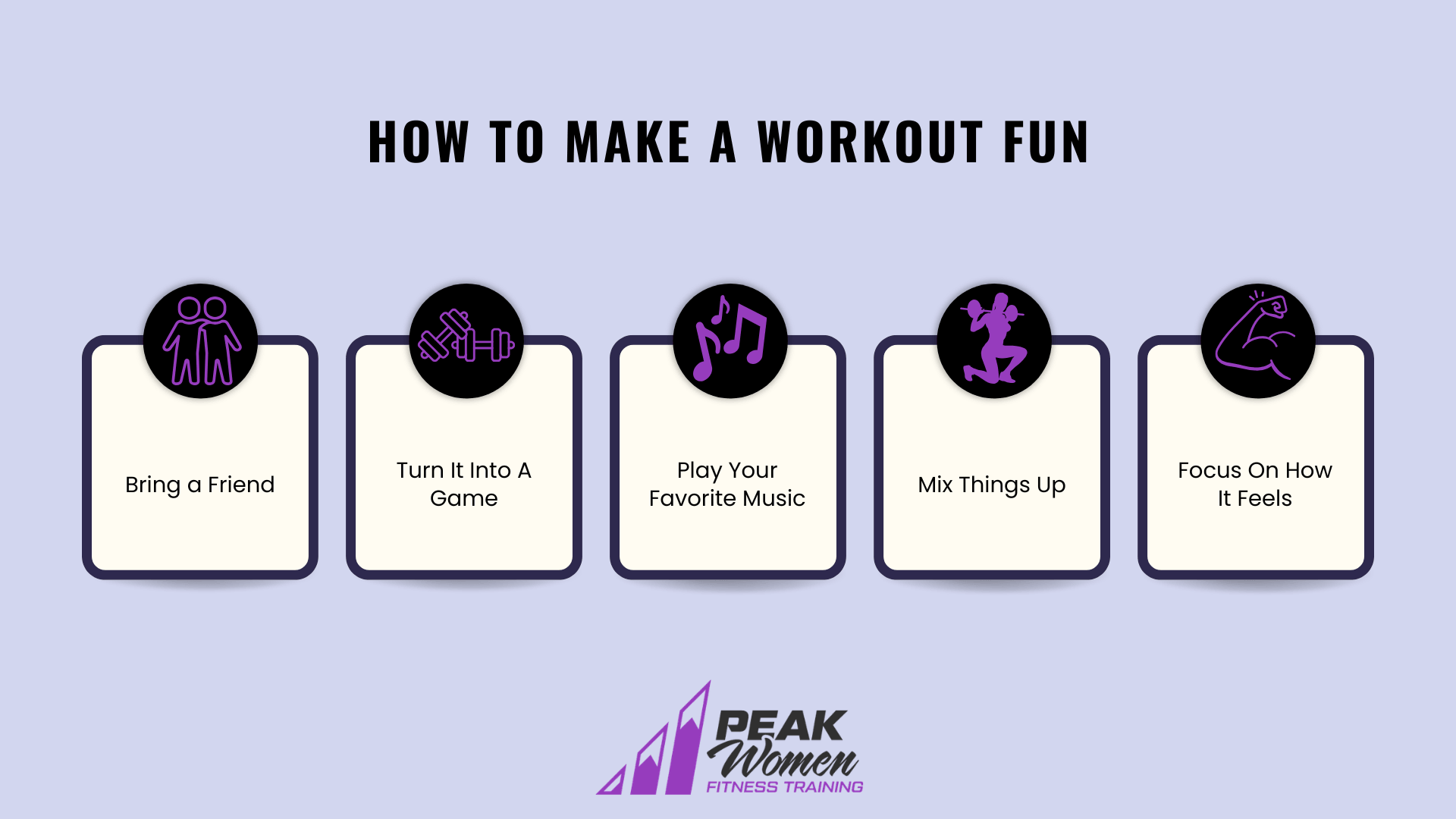 graphic showing tips for how to make a fun workout
