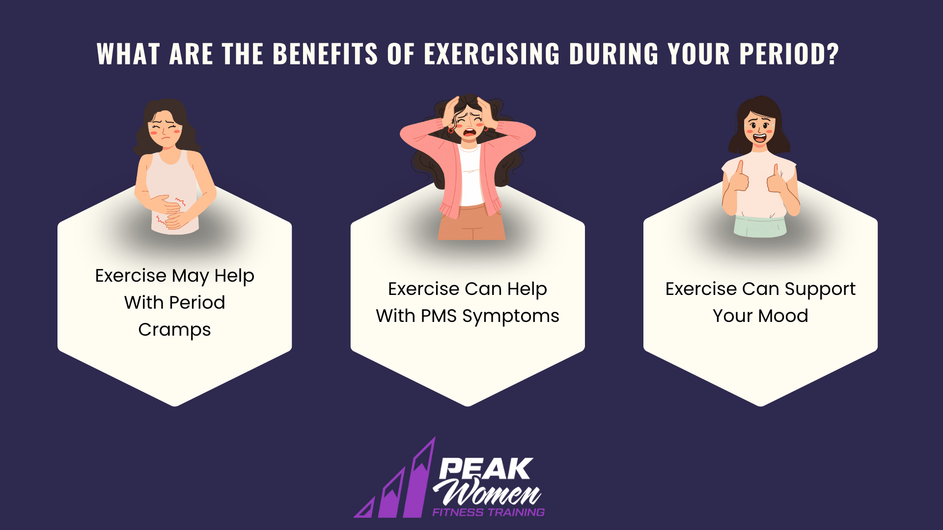 graphic showing the benefits of exercising during your period