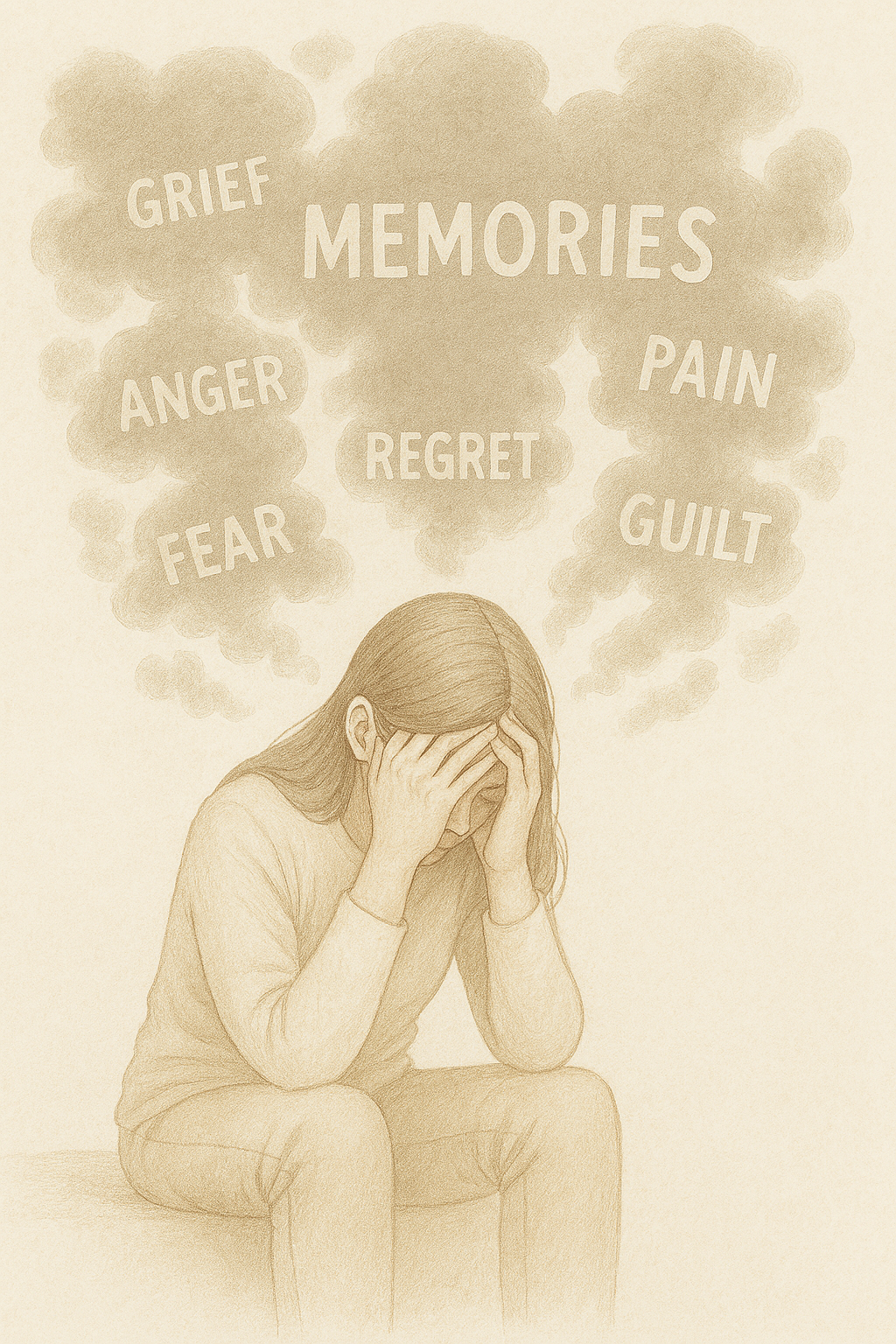 person with different emotions appearing above their head