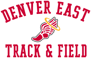 Denver East Track & Field logo with a hand holding a banana