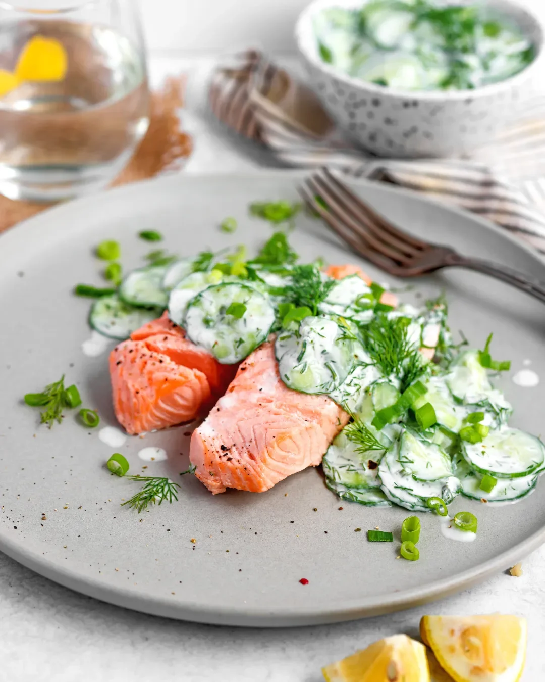 Poached Salmon and Cucumber Salad