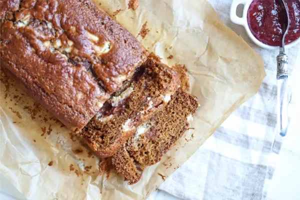 Zesty Lemon Cake with a Strawberry Cream Swirl