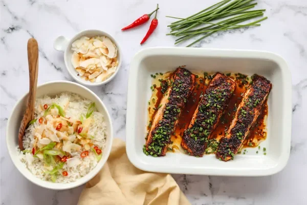 Ginger &amp; Soy Salmon with Coconut Rice
