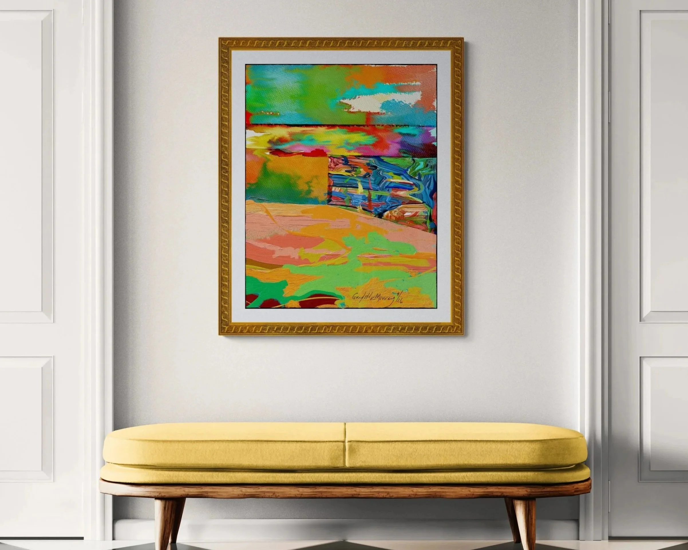 Picture in Picture piece displayed in gold frame