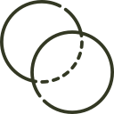 Three overlapping circles outlined in green on a white background.