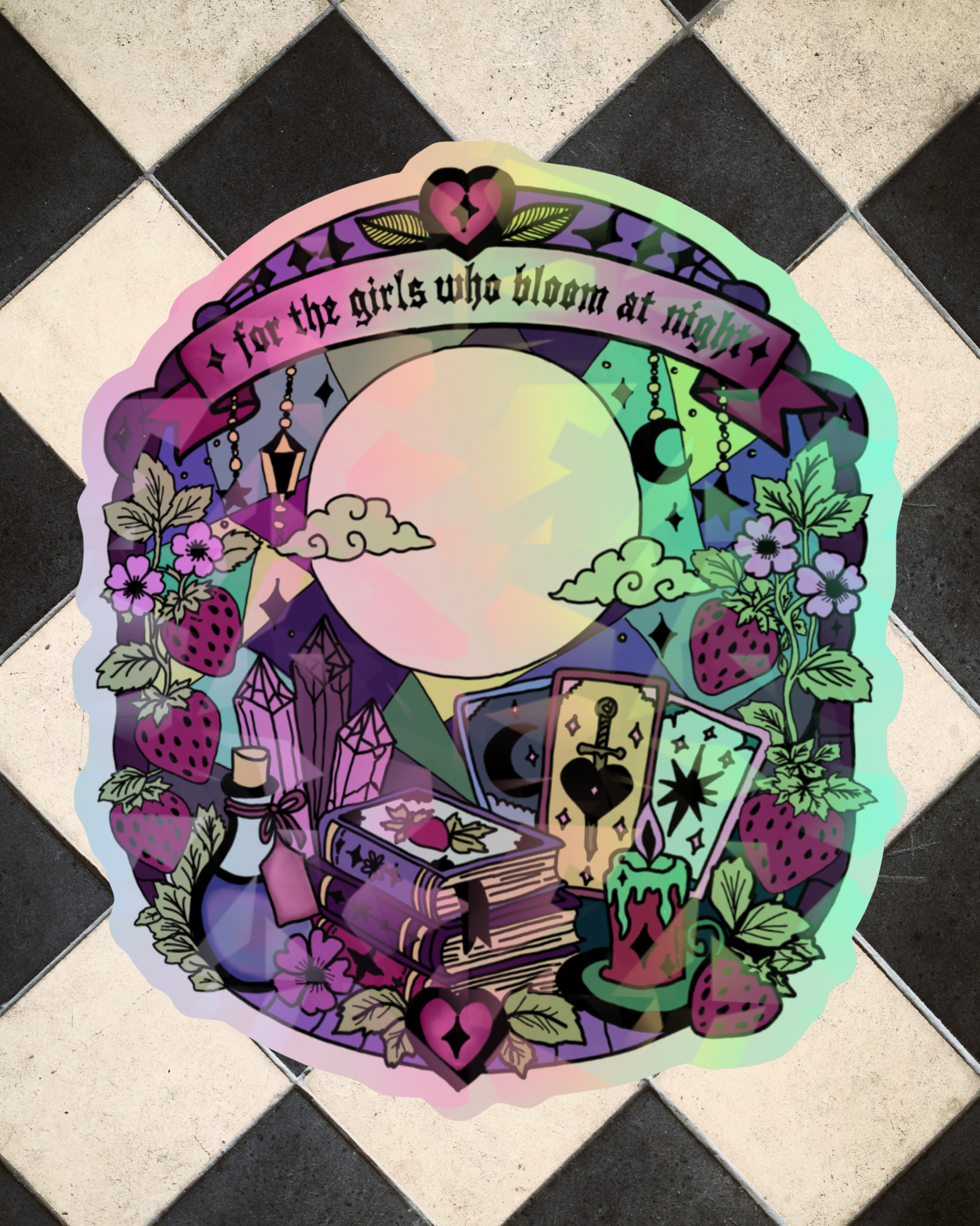 Strawberry Moon Holographic Sticker