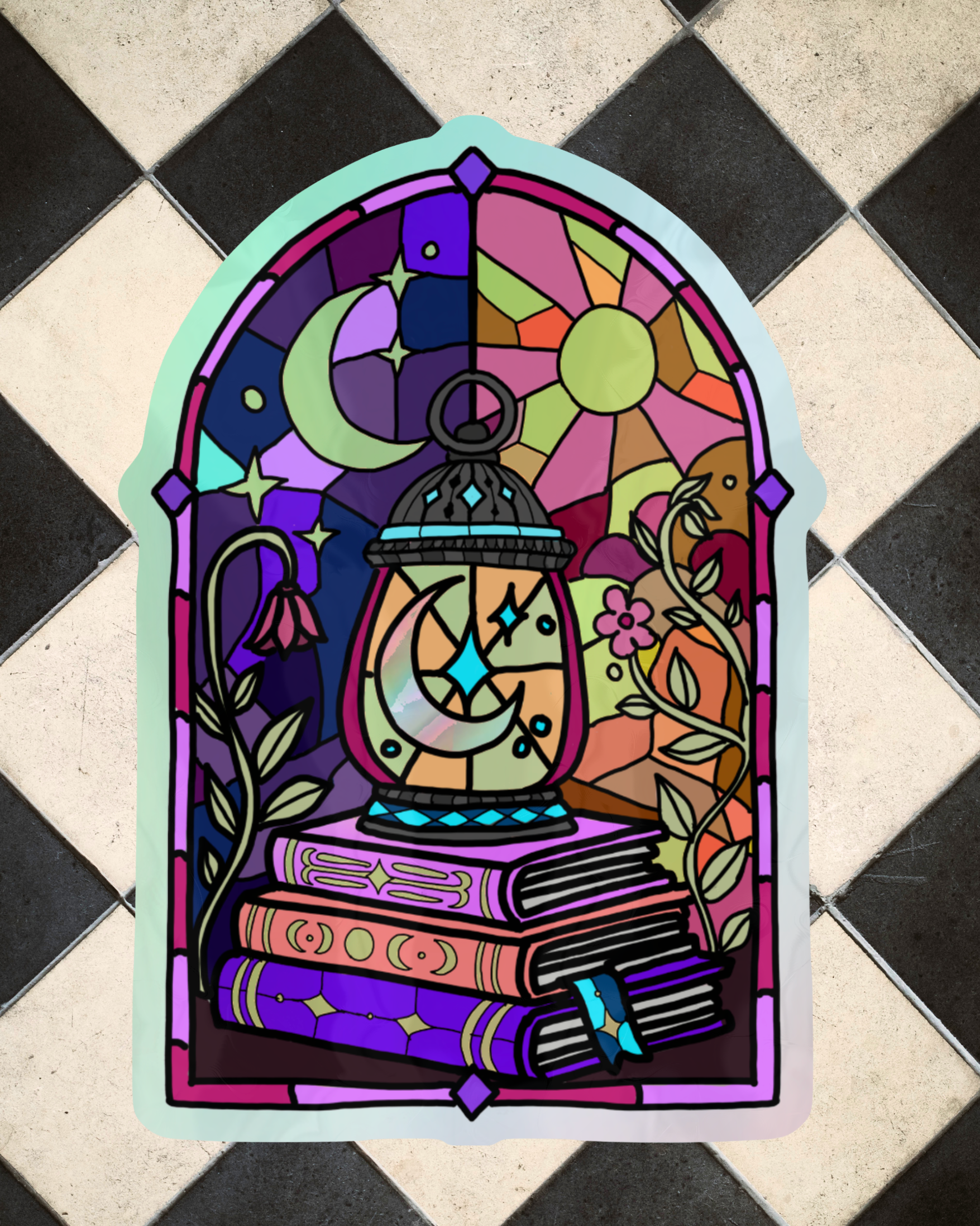 Lantern Festival Stained Glass Sticker