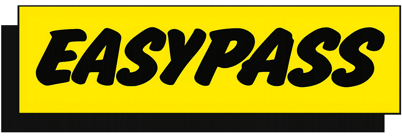 A yellow sign with black text that reads 'EASYPASS'.