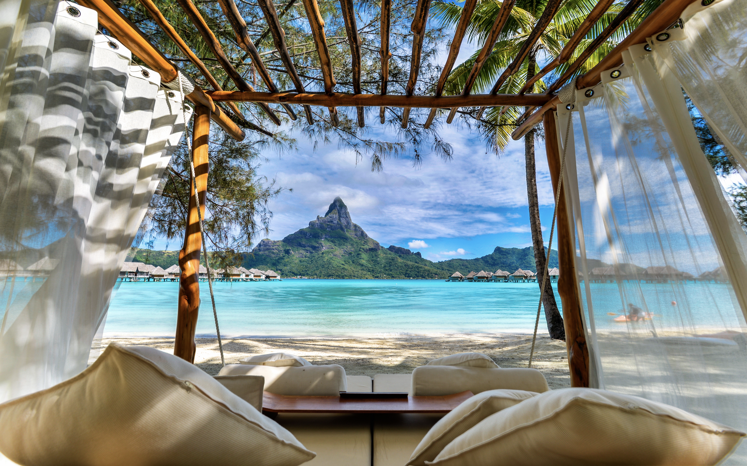 lounge chair view bora bora mountain