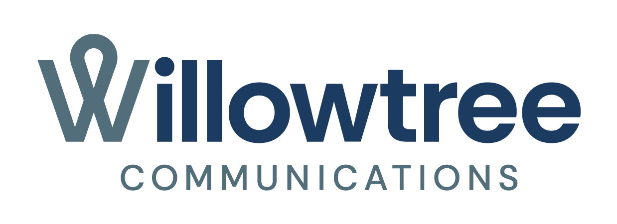 Willowtree Communications logo with the word 'Willowtree' in large blue letters and 'Communications' in smaller gray letters below.