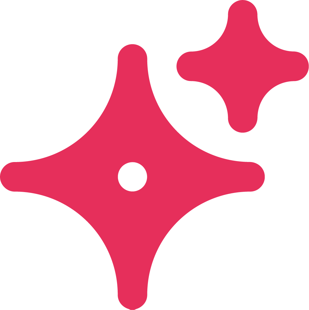 Abstract red and black star-shaped design with one smaller shape above it.