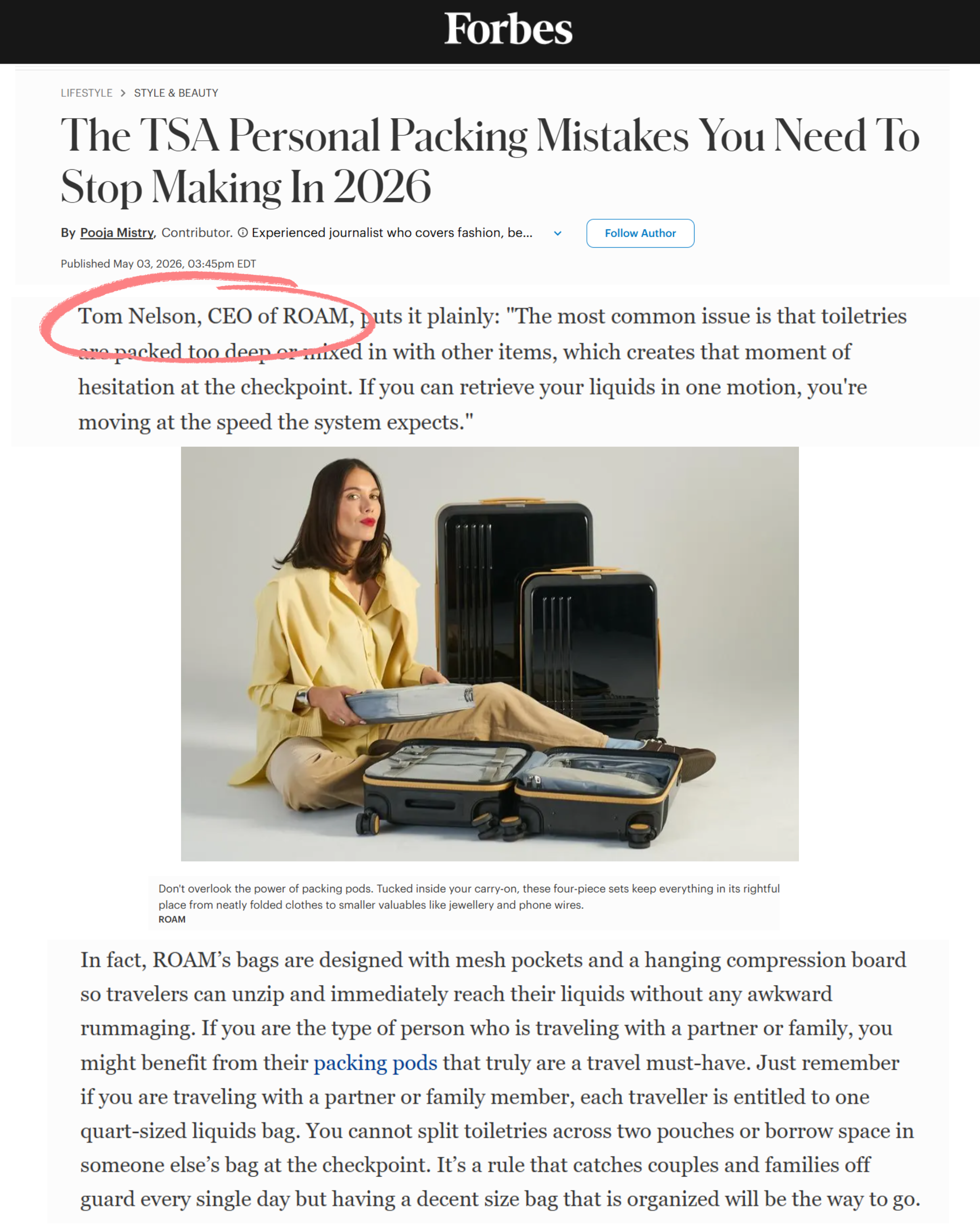 Forbes: The TSA Personal Care Packing Mistakes You Need To Stop Making In 2026