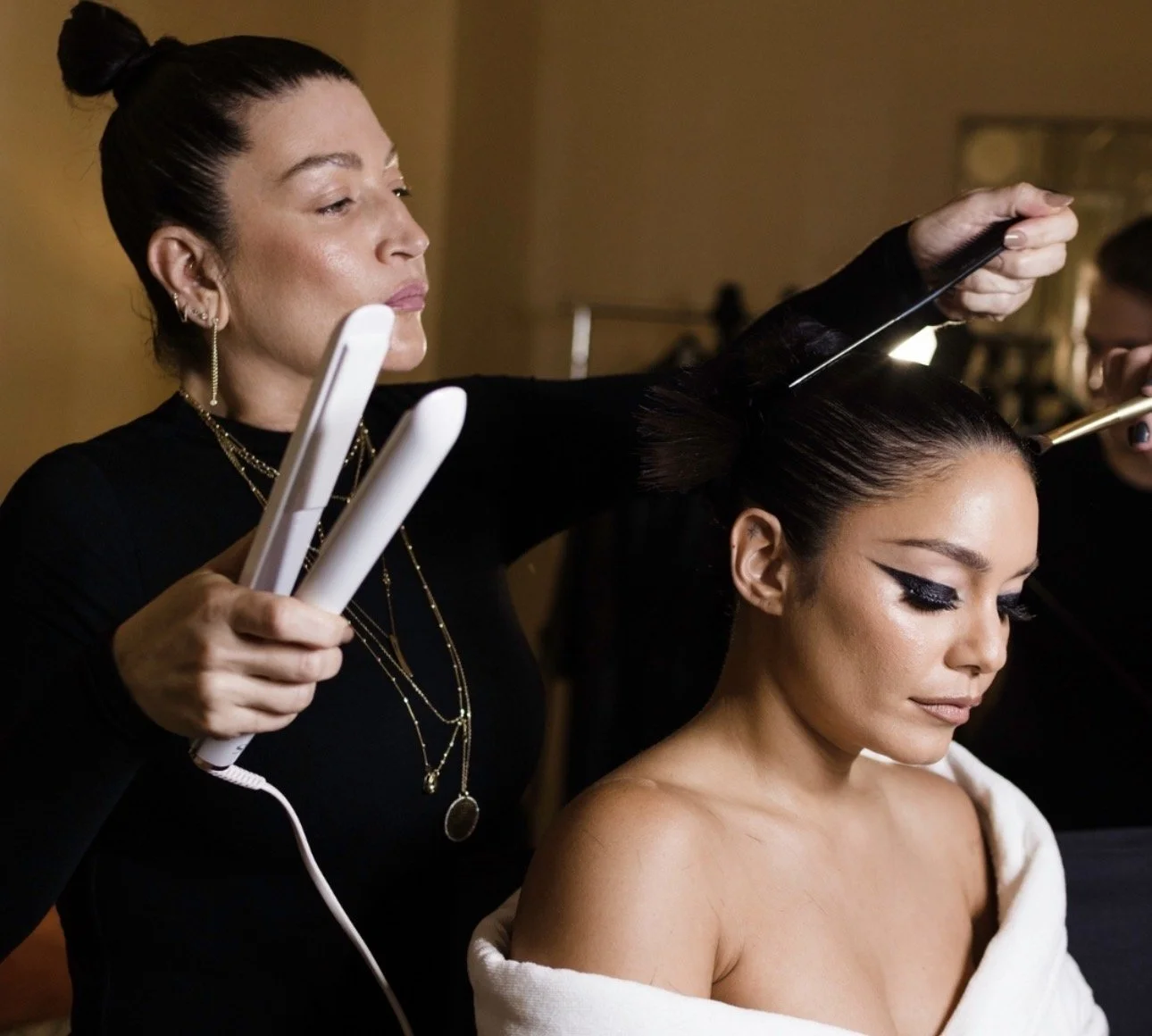 Celebrity Hairstylist Danielle Priano styling Vanessa Hudgens for Red Carpet with T3