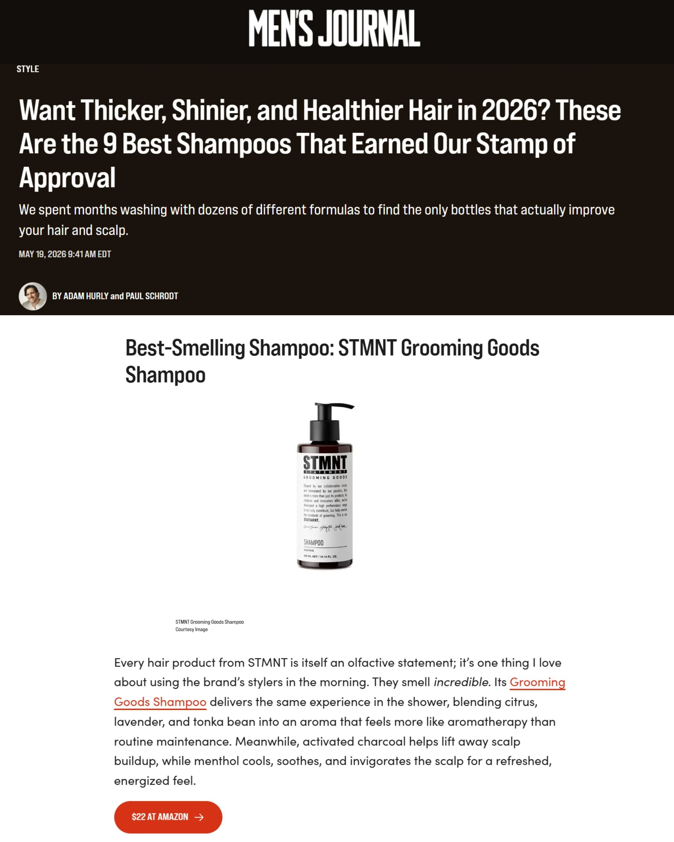 Men's Journal: Best Shampoo for Men 2026
