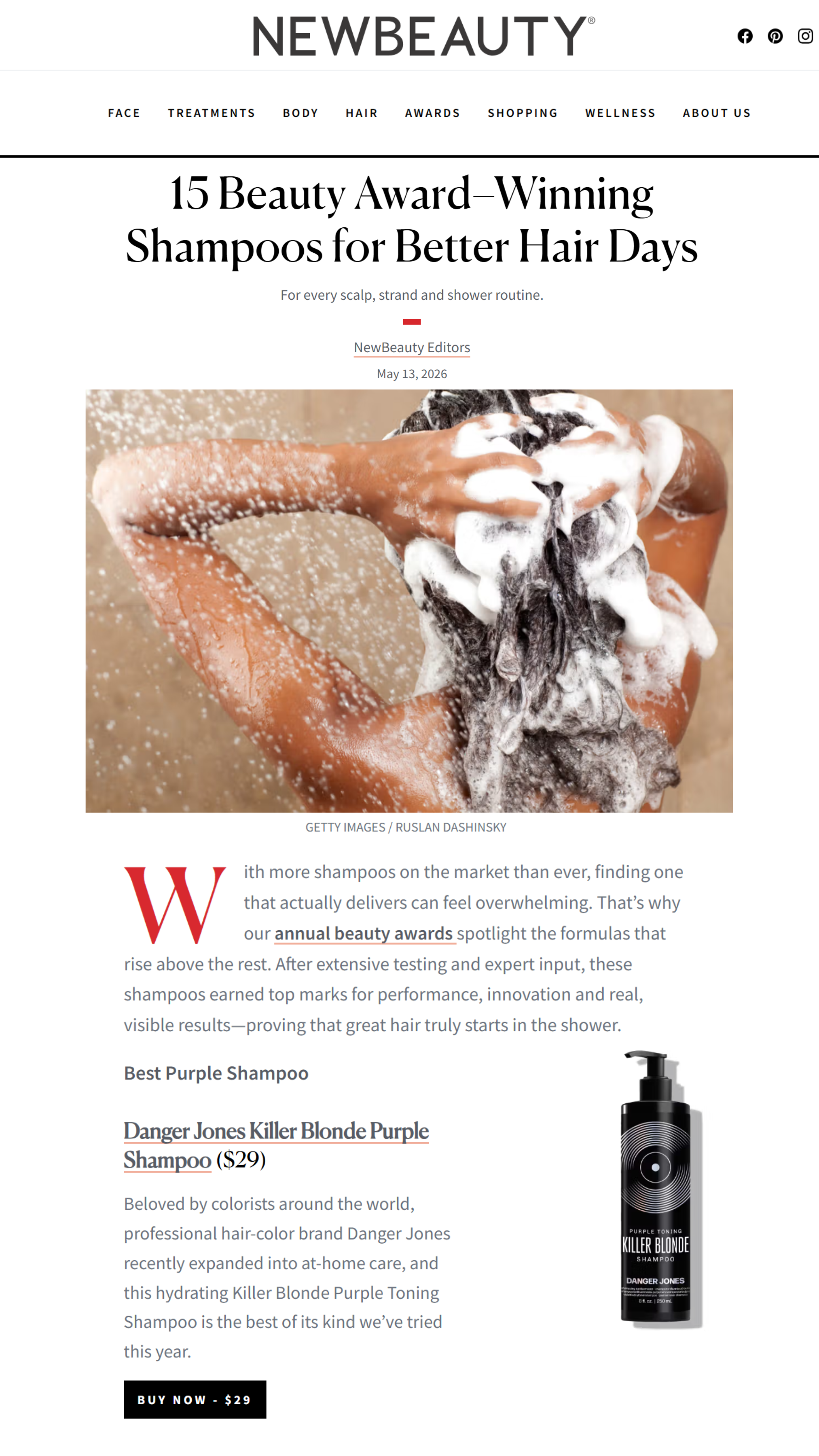 NewBeauty: 12 Beauty Award Winning Shampoos for Better Hair Days