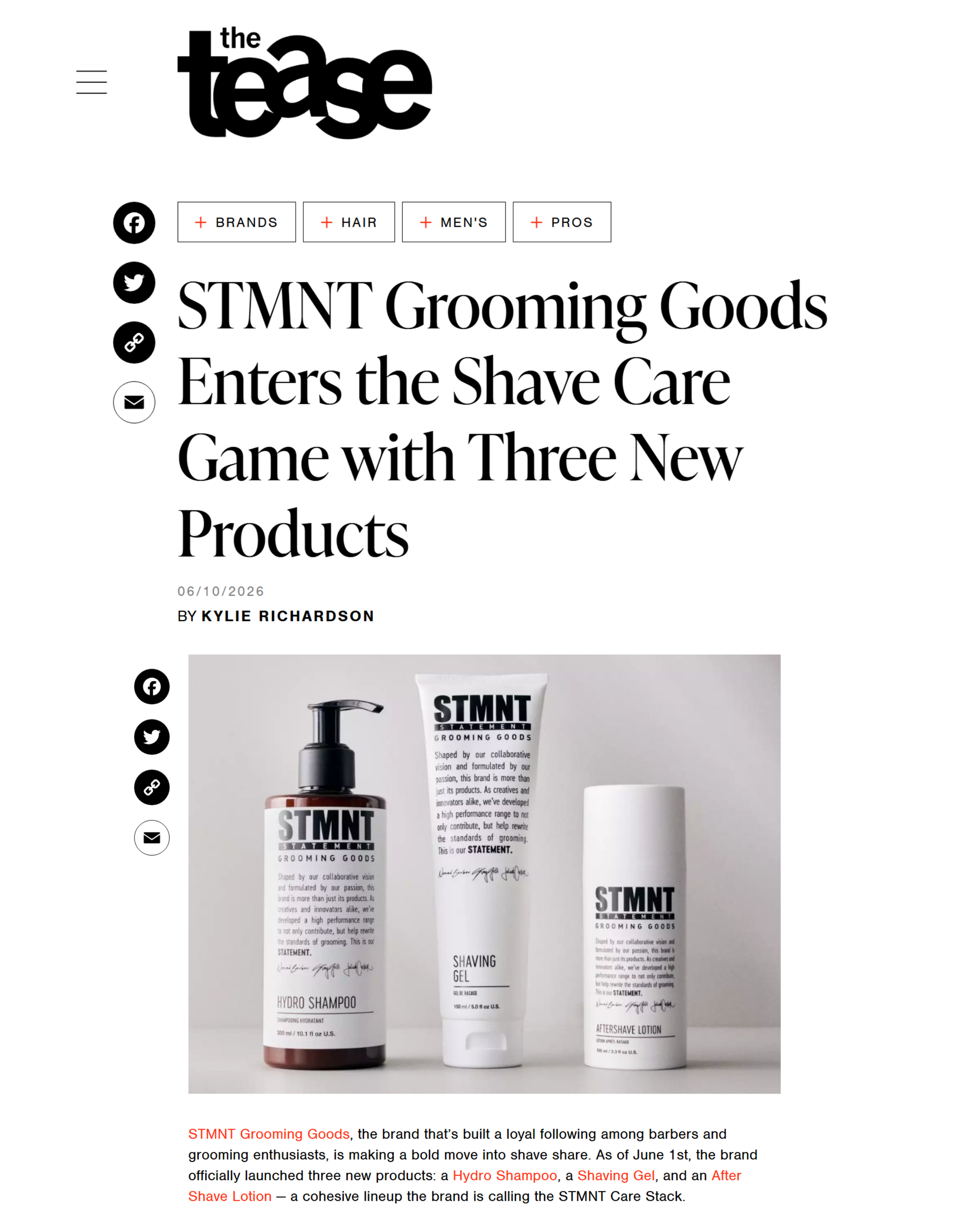The Tease: STMNT Grooming Goods Enter the Shave Care Game with Three New Products