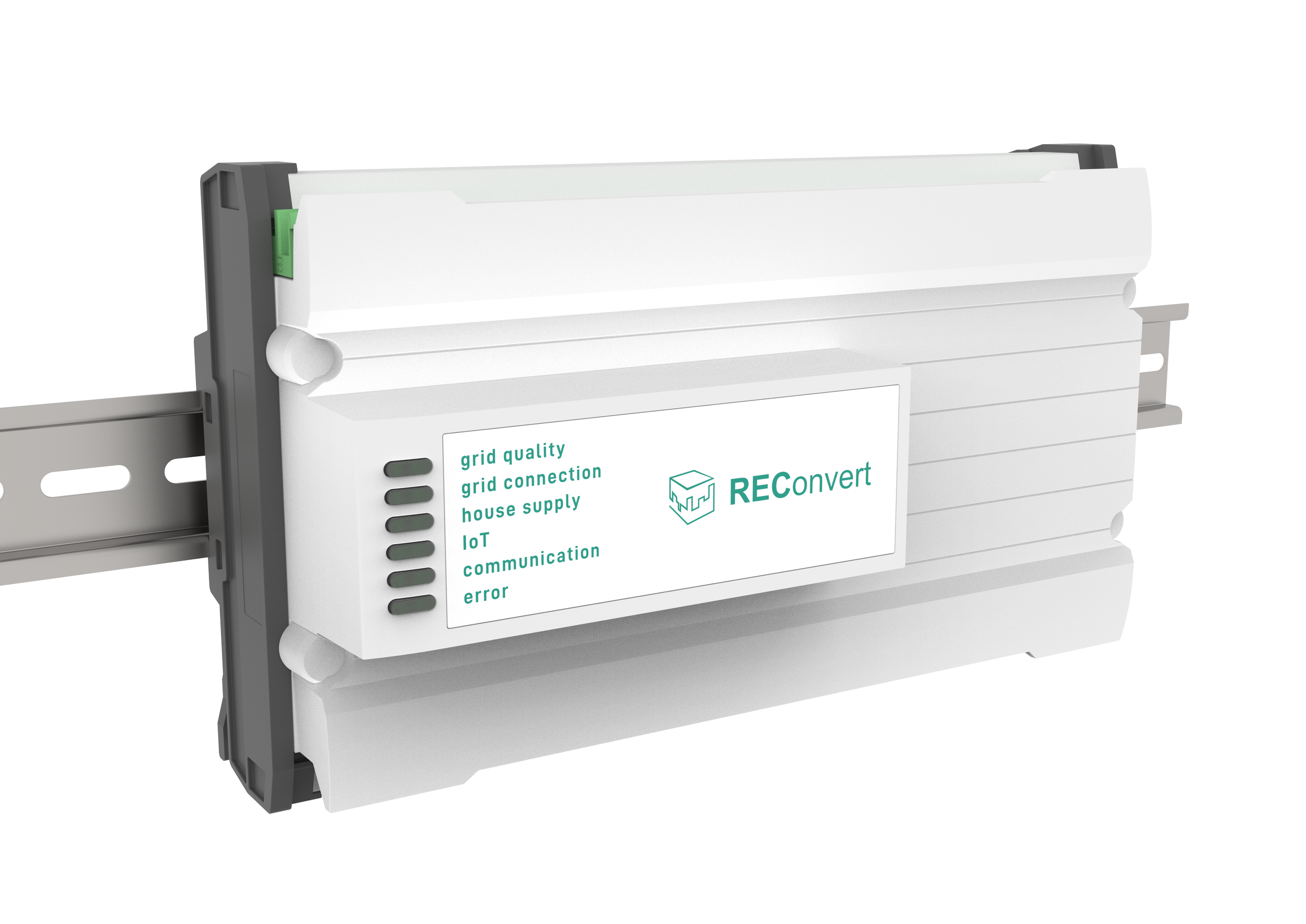 Industrial design and mechanical engineering of an IoT energy management system enclosure, optimized for electronics integration, manufacturability, and photorealistic product visualization. AM additive manufacturing.