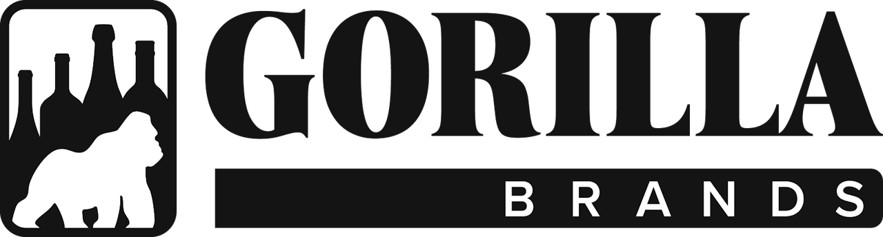Gorilla Brands logo featuring a silhouette of a gorilla with a city skyline in the background, and the text "GORILLA BRANDS" in bold black letters.
