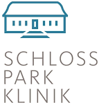 Logo mit stilisiertem Gebäudekopf und Text 'SCHLOSS PARK KLINIK'