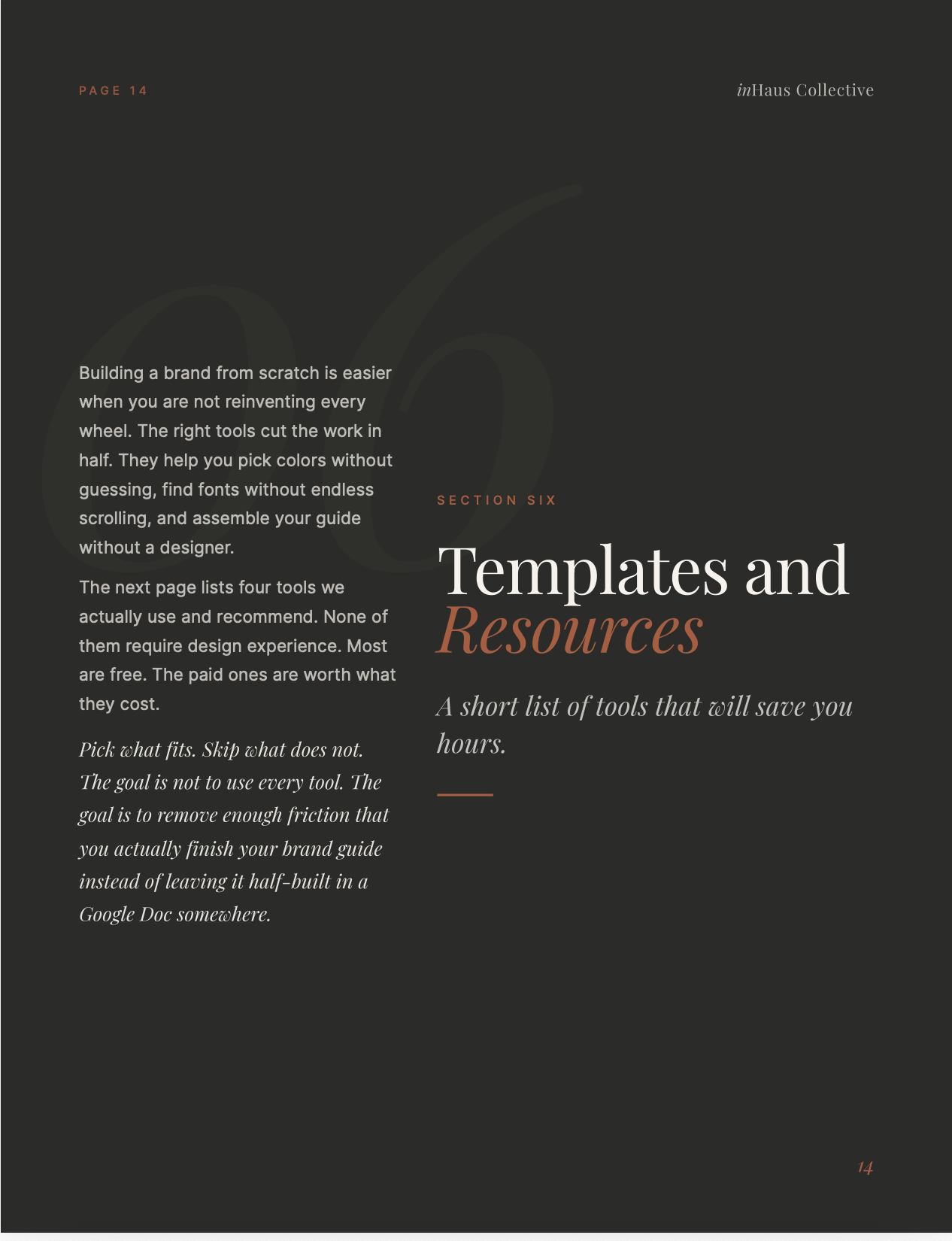 Sample one-page brand style guide from the How to Build Your Brand guide